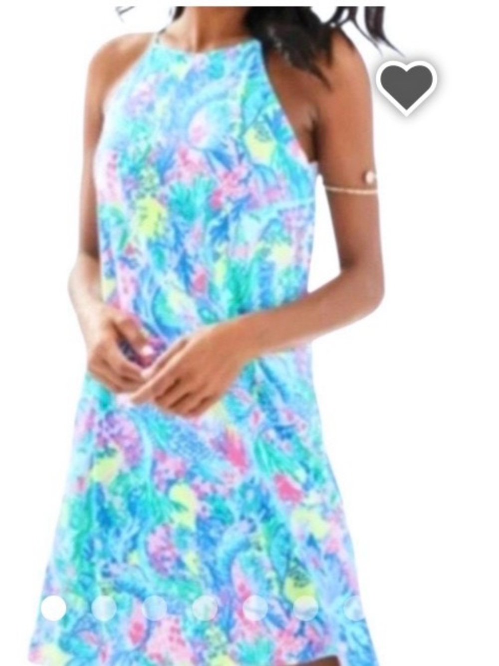 Lilly Pulitzer Women’s Aqua Pink Green Tropical/Coral Spaghetti Strap Dress